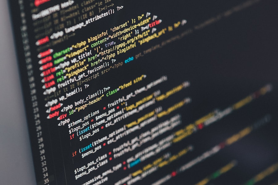 Pantalla con código en desarrollo